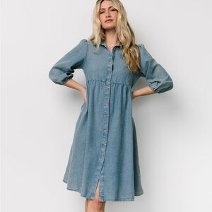 Polagram Light Blue Midi Dress with Drawstring Waist